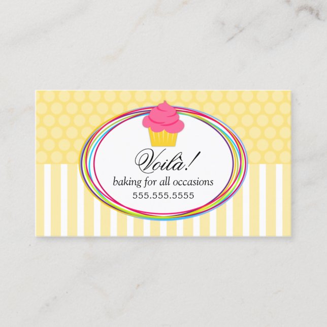 Fun and Colofrul Cupcake Bakery Business Card (Front)