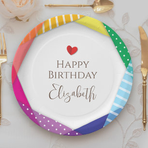 Fun and Colorful Festival Themed Happy Birthday Paper Plate