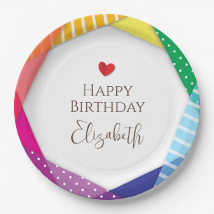 Fun and Colorful Festival Themed Happy Birthday Paper Plate