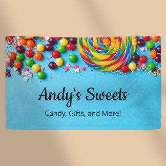 Fun and Colourful Candy Shop Sweets Store Business Banner