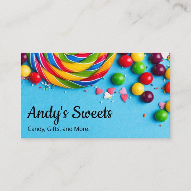 Fun and Colourful Candy Shop Sweets Store Business Business Card (Front)