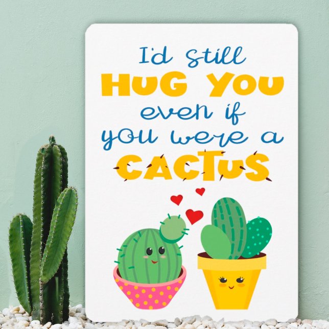 Fun and colourful cartoon Cactus in love Valentine Card (Creator Uploaded)