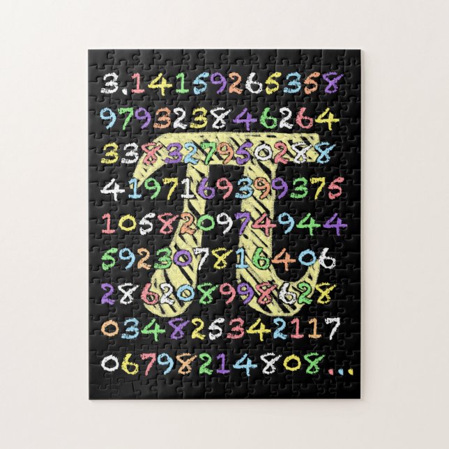 Fun and Colourful Chalkboard-Style Pi Calculated Jigsaw Puzzle (Vertical)