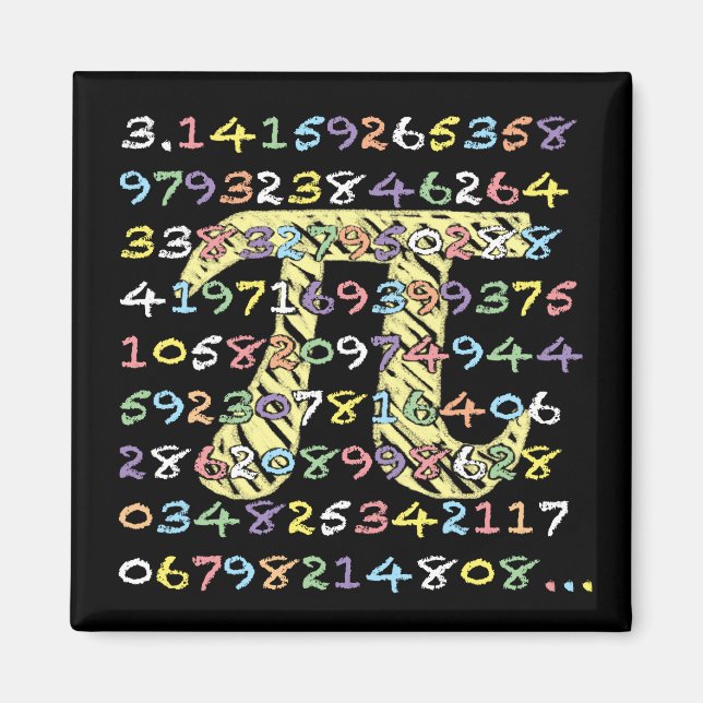 Fun and Colourful Chalkboard-Style Pi Calculated Magnet (Front)