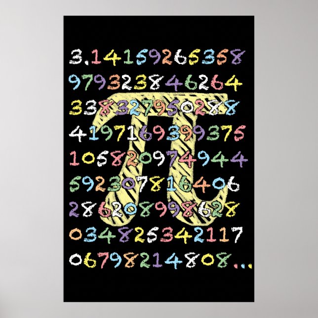 Fun and Colourful Chalkboard-Style Pi Calculated Poster (Front)