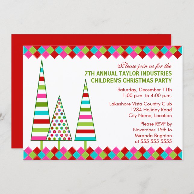 Fun and Colourful Christmas Party Invitation (Front/Back)