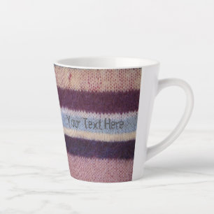 fun and colourful hand knitted stripes latte mug