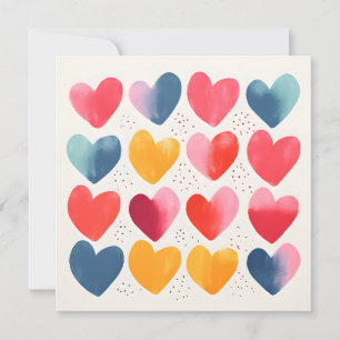 Fun and colourful hearts note card