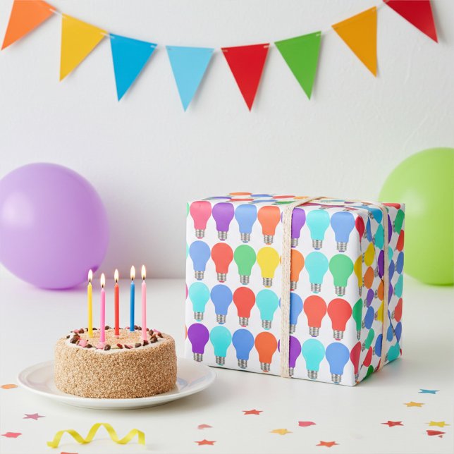 Fun and Colourful Light Bulbs Gift Wrapping Paper (Creator Uploaded)