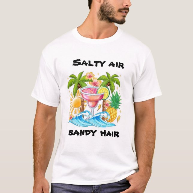 fun and colourful Salty Air, Sandy Hair summer T-Shirt (Front)