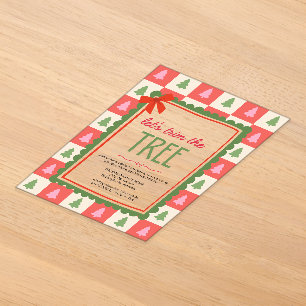 Fun and Colurful Hand Drawn Christmas Trees Acrylic Invitations
