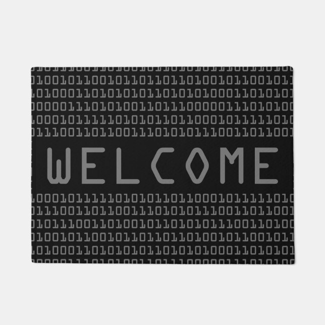Fun and Cool Binary Code Pattern Welcome Doormat (Front)