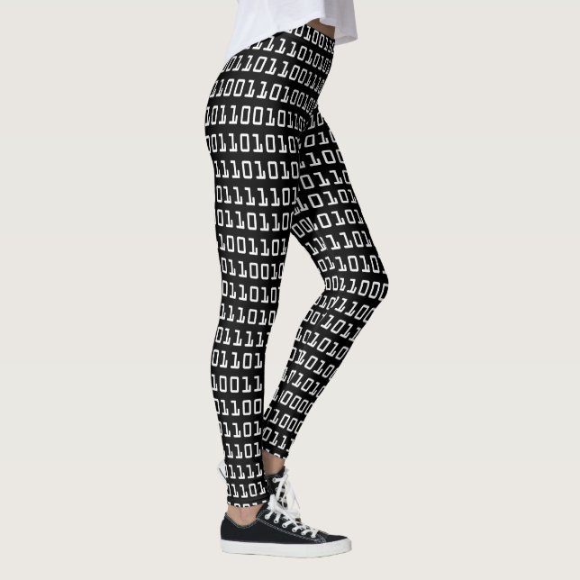 Fun and Cool Computer Binary Code Pattern Leggings (Right)