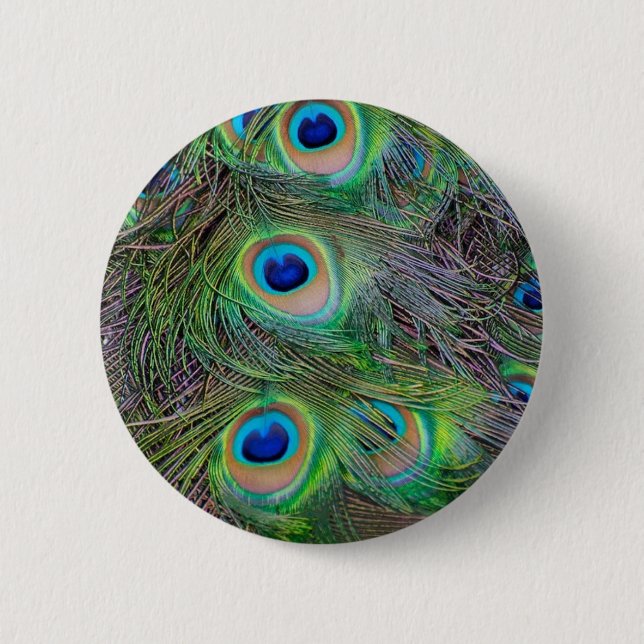 Fun and Cool peacock feather design 6 Cm Round Badge (Front)