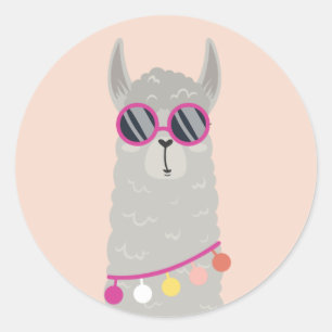 Fun and Cute Alpaca Classic Round Sticker