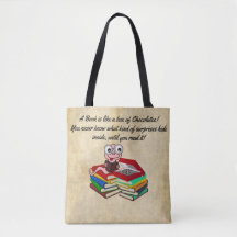 Fun and cute Bookworm Book lovers Tote Bag