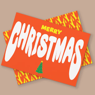 Fun and Cute Bright Orange Merry Christmas Holiday Card