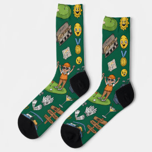 Fun and Cute Golf Characters Artwork Socks
