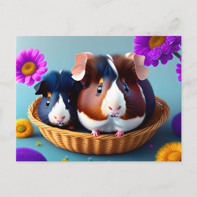 Fun and cute guinea pigs  postcard (Front)