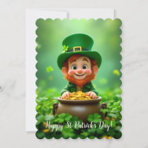 Fun and cute leprechaun, gold coins, shamrocks