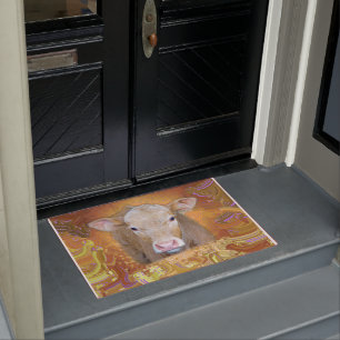 Fun and cute little calf with big eyes doormat
