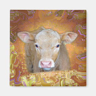Fun and cute little calf with big eyes magnet