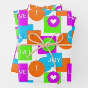 Fun and Cute Personalised Shape and Colour Birthda Wrapping Paper Sheet