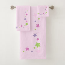 Fun and cute  pink Towel set with stars