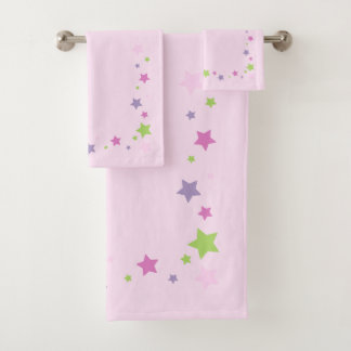 Fun and cute  pink Towel set with stars