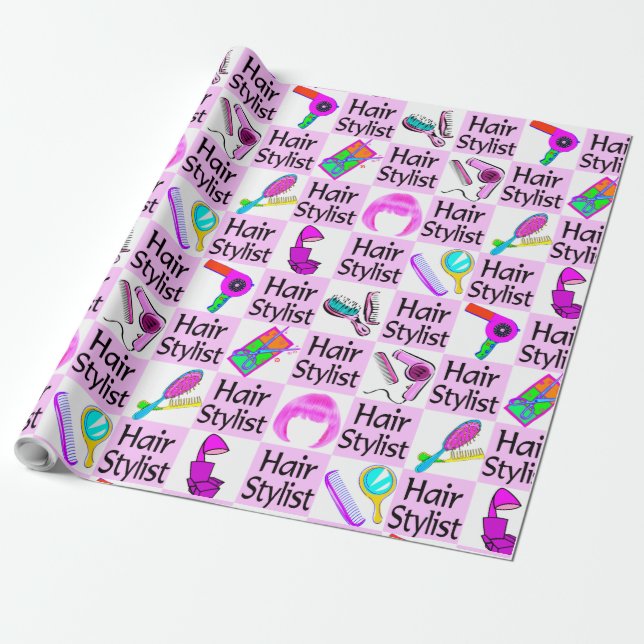 FUN AND FABULOUS HAIR STYLIST WRAPPING PAPER (Unrolled)