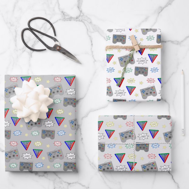 Fun and Fancy 3 System Gamer Wrapping Paper Sheet (Front)