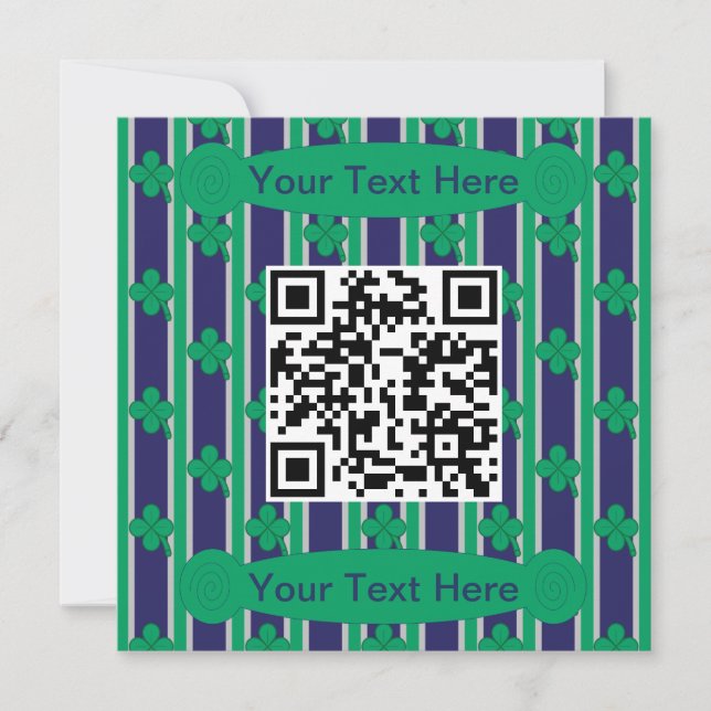 Fun and Fancy 4 Leaf Clover QR Code Invitation (Front)