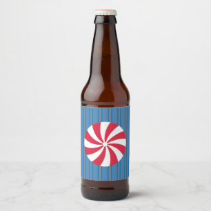 Fun and Fancy Blue Christmas Peppermint Candy Beer Bottle Label