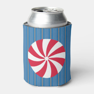Fun and Fancy Blue Christmas Peppermint Candy Can Cooler