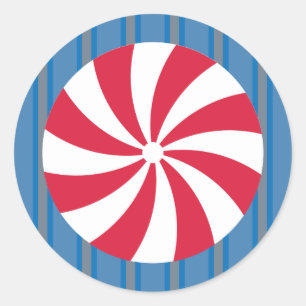 Fun and Fancy Blue Christmas Peppermint Candy Classic Round Sticker