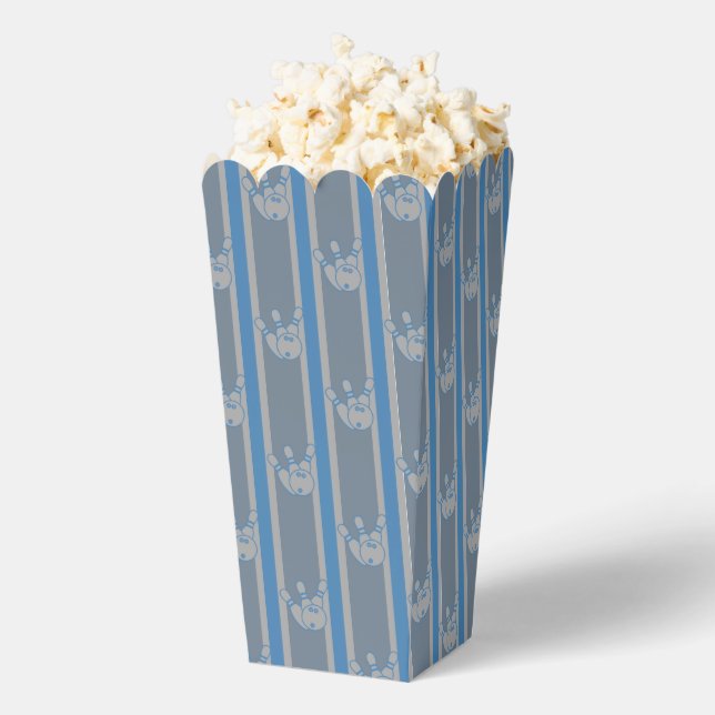 Fun and Fancy Blue Grey Bowling  Popcorn Favour Box (Popped)