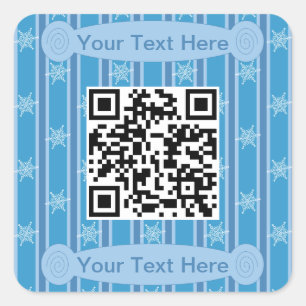 Fun and Fancy Blue Snowflake QR Code Square Sticker