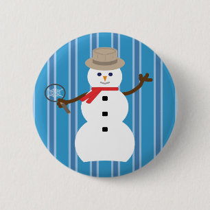 Fun and Fancy Blue Snowman Detective 6 Cm Round Badge