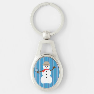 Fun and Fancy Blue Snowman Detective Key Ring