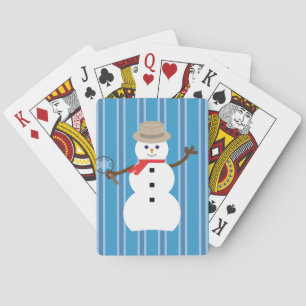Fun and Fancy Blue Snowman Detective Playing Cards