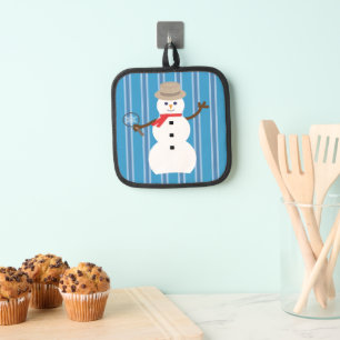 Fun and Fancy Blue Snowman Detective Pot Holder