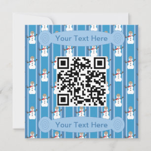 Fun and Fancy Blue Snowman Detective QR Code Invitation