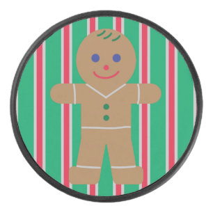 Fun and Fancy Christmas Gingerbread Man Hockey Puck