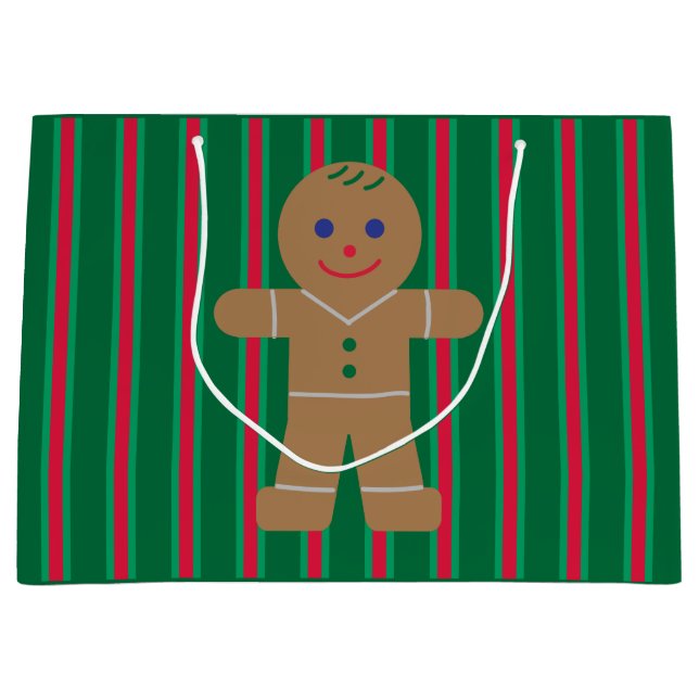 Fun and Fancy Christmas Gingerbread Man Large Gift Bag (Front)