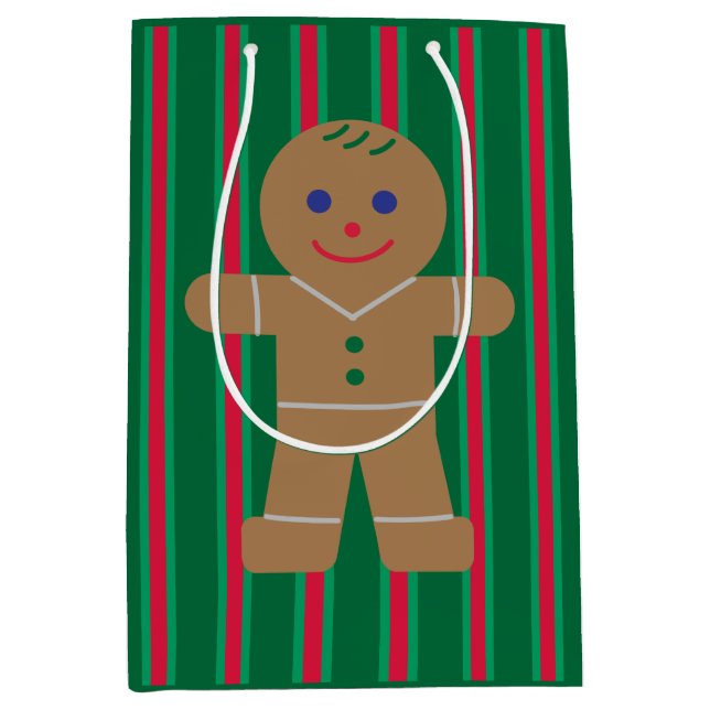 Fun and Fancy Christmas Gingerbread Man Medium Gift Bag (Front)