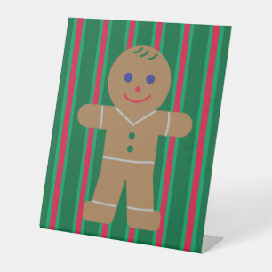 Fun and Fancy Christmas Gingerbread Man Pedestal Sign