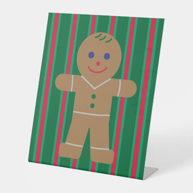 Fun and Fancy Christmas Gingerbread Man Pedestal Sign (Front)