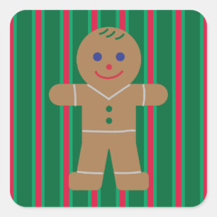 Fun and Fancy Christmas Gingerbread Man Square Sticker