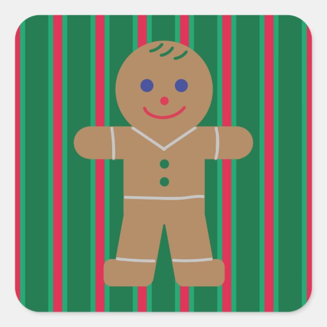 Fun and Fancy Christmas Gingerbread Man Square Sticker (Front)