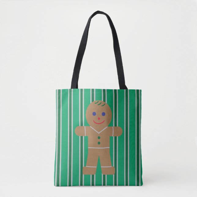 Fun and Fancy Christmas Gingerbread Man Tote Bag (Front)